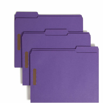 Smead 1/3 Tab Cut Letter Recycled Fastener Folder with Fastener, Purple, 8 1/2" Width x 11" Length, 50 / Box, SMD13040