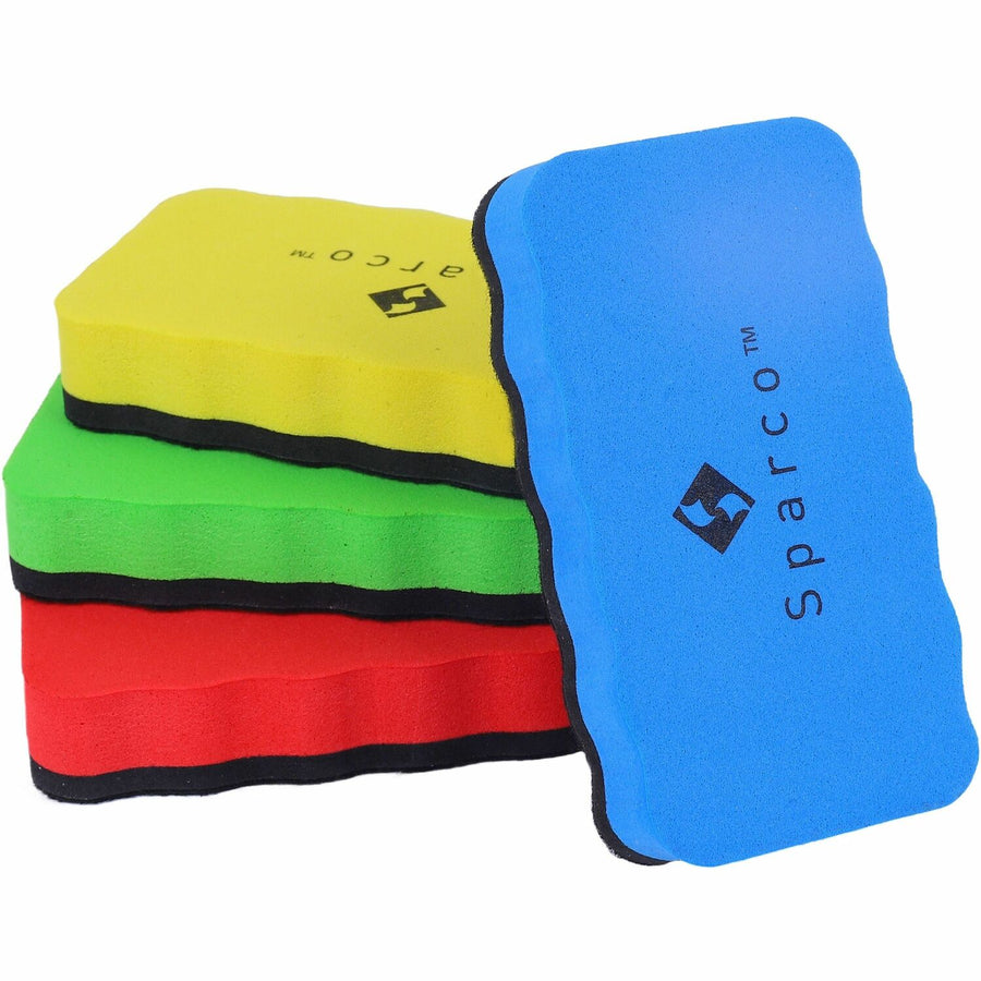 Sparco Magnetic Whiteboard Erasers, Assorted, EVA Foam, 12 / Box, SPR70210