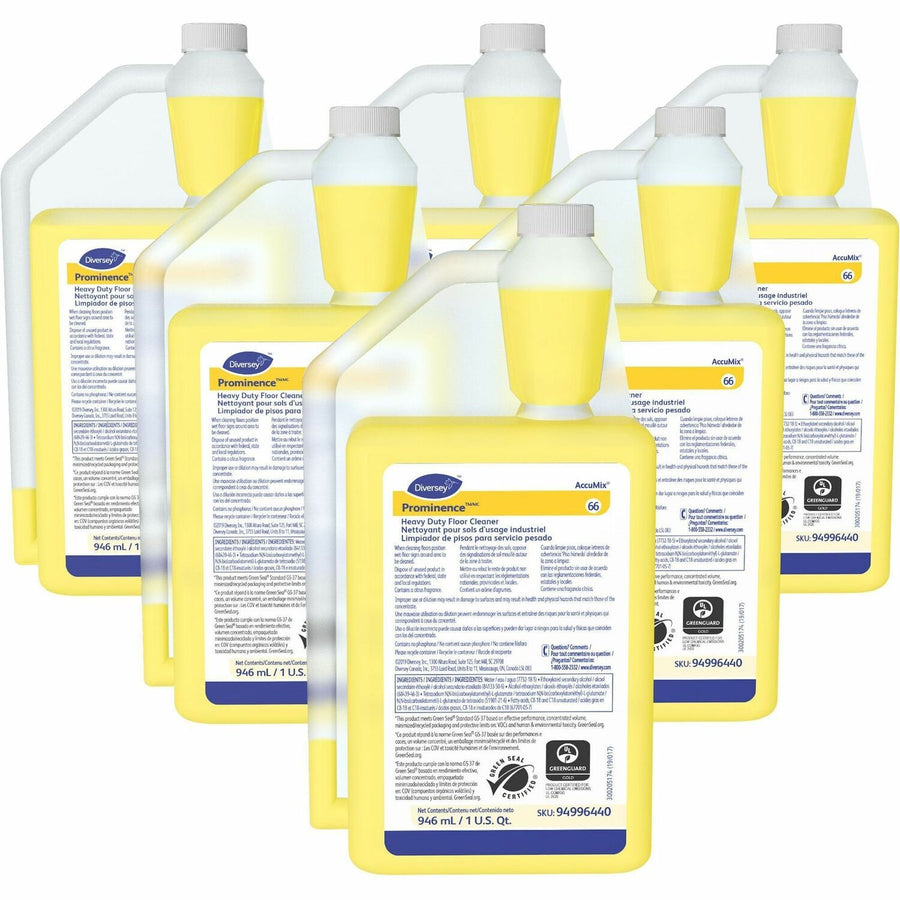 Diversey Prominence Heavy Duty Floor Cleaner, Yellow, Dilutable, 6 / Carton, DVO94996440CT