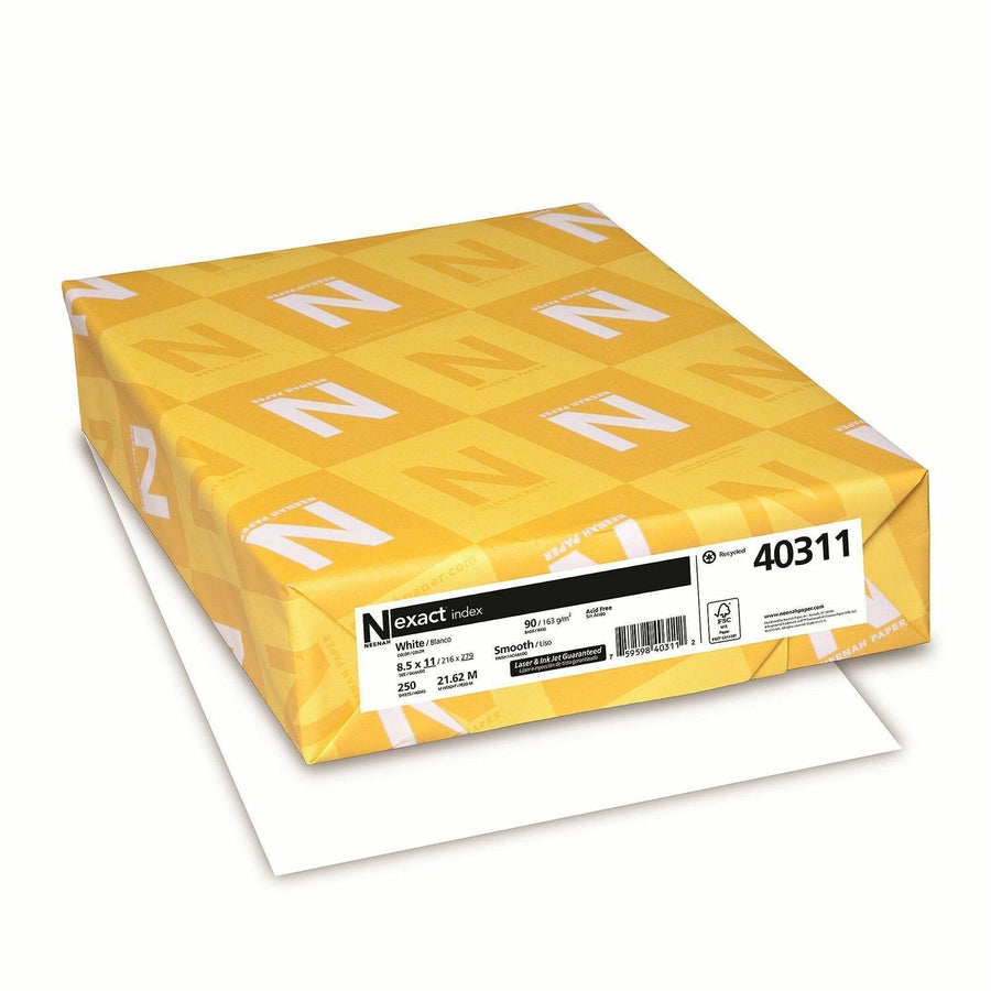 Exact Index Paper, 8.5" x 11", White, 90 lb, Acid-free, 4 / Carton, WAU40311CT
