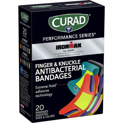 Medline Curad Finger/Knuckle Antibacterial Bandage, Assorted, 1 Box, MIICURIM5021V1