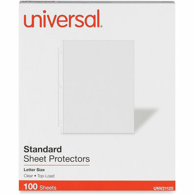 Universal Punched Ring Binder Sleeves, Clear, 8 1/2" Width x 11" Length, 1 Box, UNV21125
