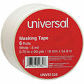 Universal Removable General-Purpose Masking Tape, 3" Core, 18 mm x 54.8 m, Beige, 6/Pack, UNV51334