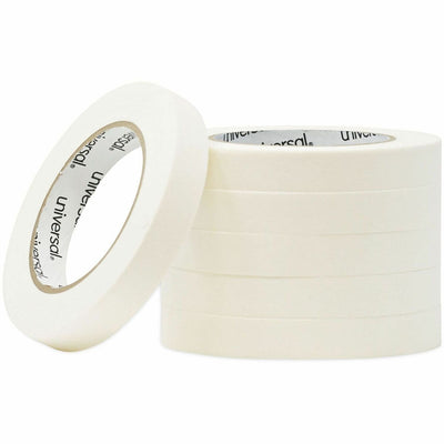 Universal Removable General-Purpose Masking Tape, 3" Core, 18 mm x 54.8 m, Beige, 6/Pack, UNV51334