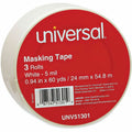 Universal General-Purpose Masking Tape, 3" Core, 24 mm x 54.8 m, Beige, 3/Pack, UNV51301