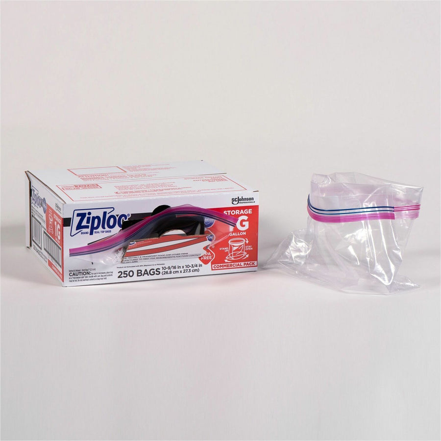 Ziploc® Gallon Storage Bags, Large, Clear, Plastic, 1 gal, Airtight, 1 Carton, SJN364948