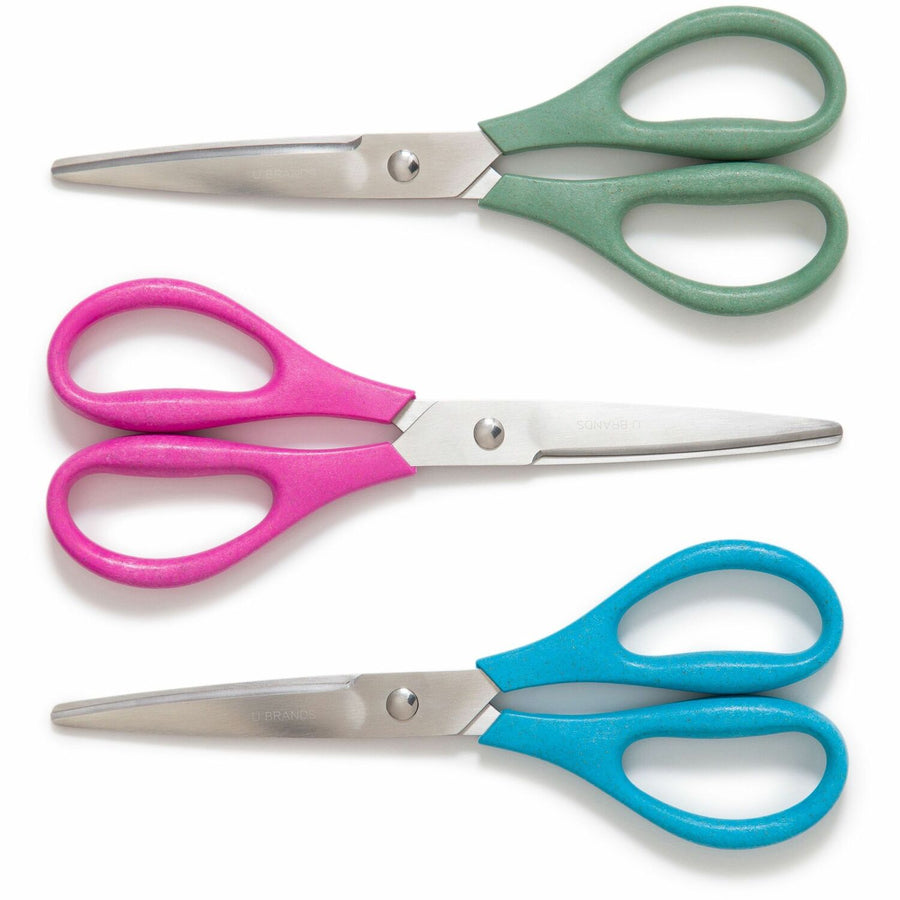 U Brands U-Eco 8 " Scissors, Assorted, Plastic, 3 / Pack, UBR6607U0124