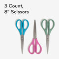 U Eco 8 " Scissors, Assorted, 3 / Pack, UBR6607U0124