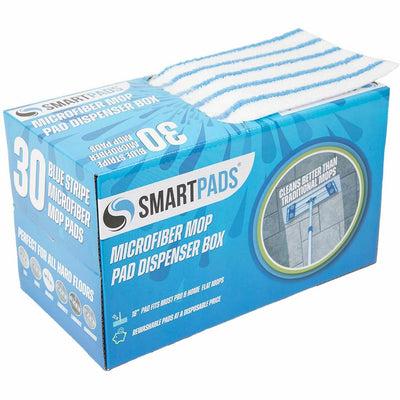 Hospeco Monarch Microfiber Wet/Dry Mop Pad Refills, White/Blue, 30 / Box, MONM901RMPBL