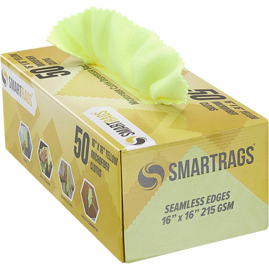 Monarch Smart Rags Microfiber Cloths, Yellow, Grime Resistant, 50 / Box, MONM931Y