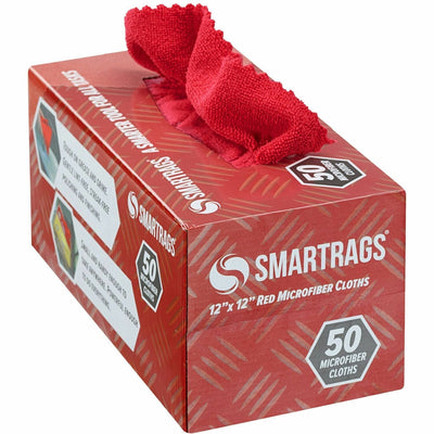 Hospeco Monarch Smart Rags Microfiber Cloths, Red, 50 / Box, MONM950R