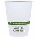 World Centric Compostable Double-Wall Paper Hot Cups, White, 20 / Carton, WORCUPA8D
