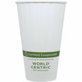 World Centric Compostable Double-Wall Paper Hot Cups, White, 15 / Carton, WORCUPA16D