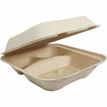 World Centric Compostable Fiber Hinged Container, Natural, 300 / Carton, WORTOSCU8TLFP