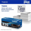 Brother Original Standard Yield Laser Toner Cartridge - Black -, BRTTN830