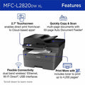 Brother MFC-L2820DWXL Wireless Laser Multifunction Printer - Monochrome - Gray, BRTMFCL2820DWXL