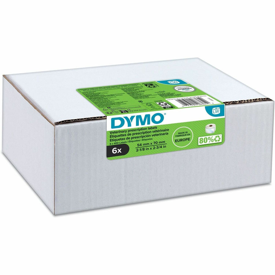 Dymo LabelWriter Veterinary Labels, White, Jam-free, 6 / Box, DYM2187328