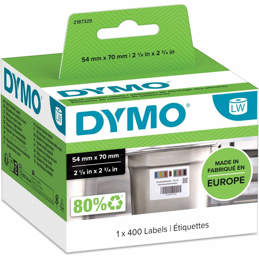 Dymo LabelWriter Stock Rotation Labels, White, Paper, 1 Roll, DYM2187329