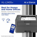 Brother HL HL-L2405W Desktop Wireless Laser Printer - Monochrome, Gray, BRTHLL2405W