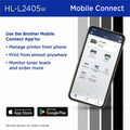 Brother HL HL-L2405W Desktop Wireless Laser Printer - Monochrome, Gray, BRTHLL2405W