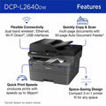 Brother DCP-L2640DW Wireless Laser Multifunction Printer - Monochrome - Gray, BRTDCPL2640DW
