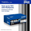 Brother Original High Yield Laser Toner Cartridge - Twin-pack - Black - 2 / Pack, BRTTN830XL2PK