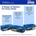 Brother Original High Yield Laser Toner Cartridge - Twin-pack - Black - 2 / Pack, BRTTN830XL2PK