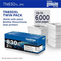 Brother Original High Yield Laser Toner Cartridge - Twin-pack - Black - 2 / Pack, BRTTN830XL2PK