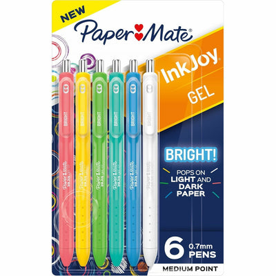 Newell Paper Mate Inkjoy Gel Bright! Pens, Medium Point (0.7mm), 6 / Pack, PAP2173765
