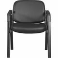 Lorell Deluxe Leather 4-Leg Guest Chair, Black, LLR84594