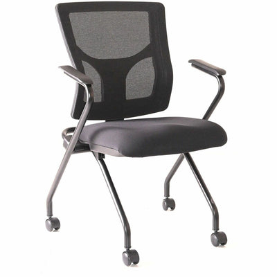 Lorell Conjure Mesh Training Chairs with Arms, Black, 2 / Carton, LLR62019
