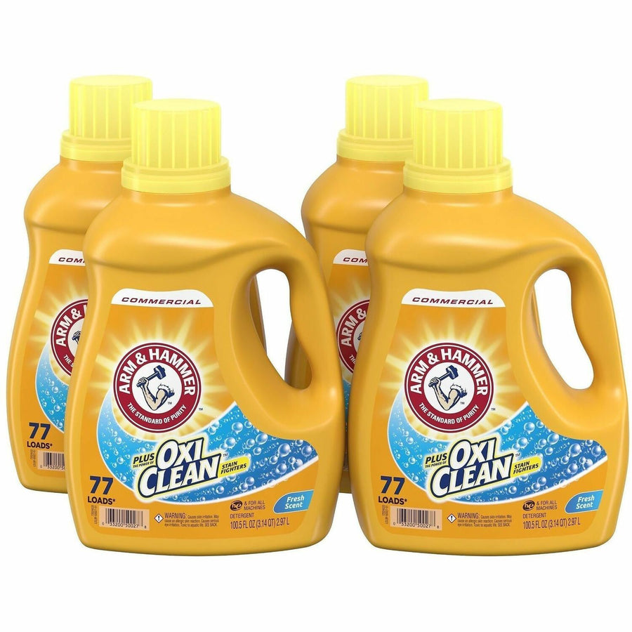 Arm & Hammer Liquid Laundry Detergent +OxiClean, Plus OxiClean, Blue, Fade Resistant, 4 / Carton, CDC3320050027