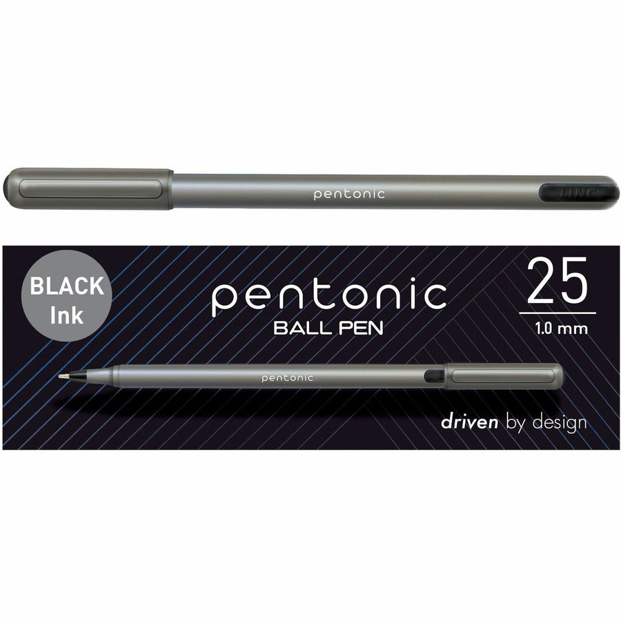 Pentonic Ballpoint Pen Set, Black, Comfortable Grip, 25 / Box, PNTPEN12128