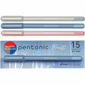 TOPS Pentonic Frosted Barrel Ballpoint Pens, 15 / Box, PNTPEN13088