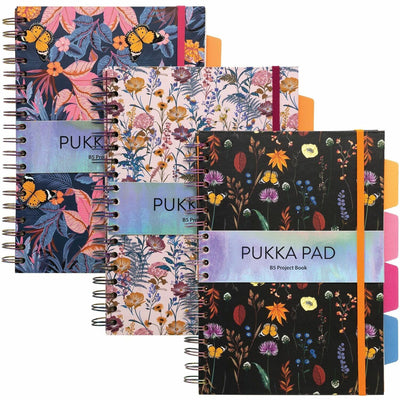 Pukka Pads 2000 Pads Bloom B5 Hardcover Project Book - Assorted Pack Of 3, 6 29/32" x 9 4/5", 3 / Pack, PKP9494BLMASST