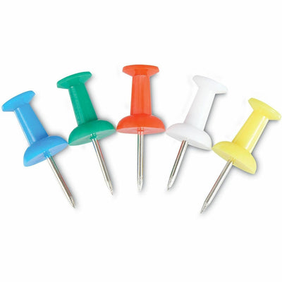 Universal Colored Push Pins, Plastic, Assorted, 0.38", 400/Pack, Yellow, UNV31314
