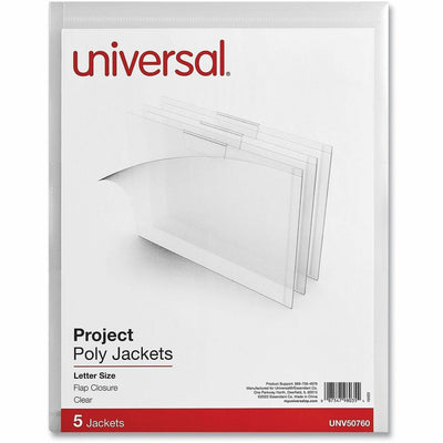 Universal Letter Project File, Clear, 8 1/2" Width x 11" Length, 5 Pack, UNV50760