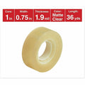 Universal Invisible Tape, 1" Core, 0.75" x 36 yds, Clear, 12/Pack, UNV83436VP