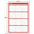 Universal Erasable Wall Calendar, 24 x 36, White/Red Sheets, 12-Month (Jan to Dec): 2026, UNV71004