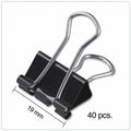Universal Binder Clips with Storage Tub, Small, Black/Silver, 40/Pack, UNV11140