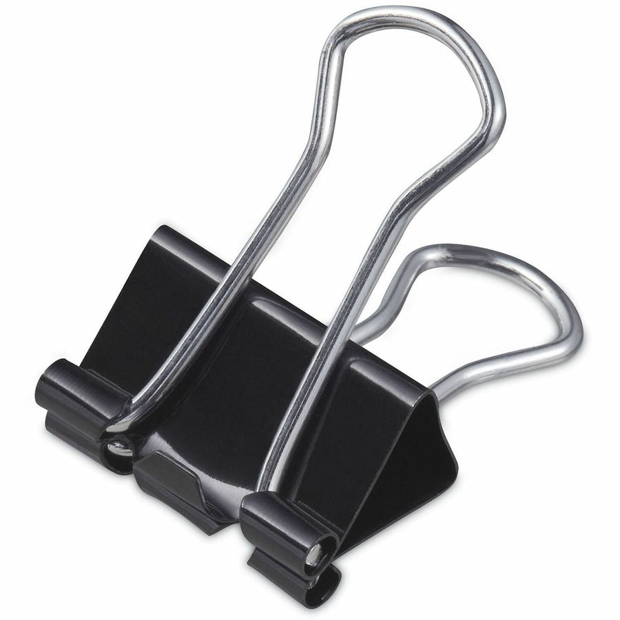 Universal Binder Clips with Storage Tub, Small, Black/Silver, 40 / Pack, Steel Wire, UNV11140