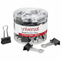 Universal Binder Clips with Storage Tub, Small, Black/Silver, 40/Pack, UNV11140