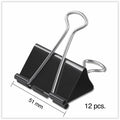 Universal Binder Clips with Storage Tub, Large, Black/Silver, 12/Pack, UNV11112