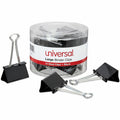 Universal Binder Clips with Storage Tub, Large, Black/Silver, 12/Pack, UNV11112