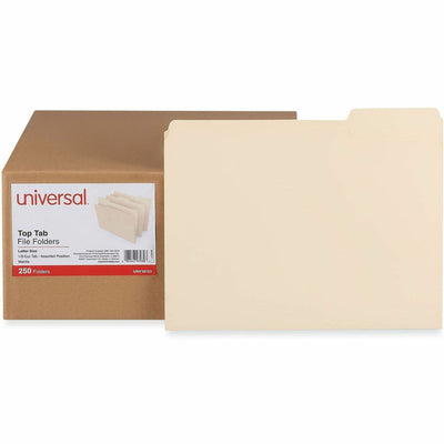 Universal 1/3 Tab Cut Letter Top Tab File Folder, 8 1/2" Width x 11" Length, 250 / Carton, UNV18103