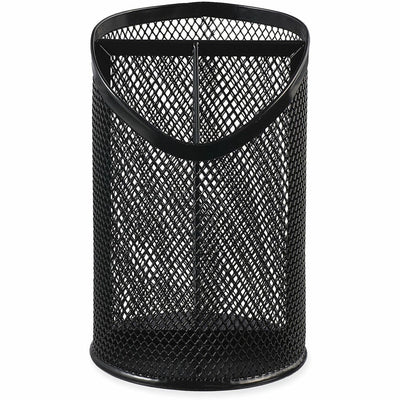 Universal Metal Mesh 3-Compartment Pencil Cup, 4.13" Diameter x 6"h, Black, UNV20019
