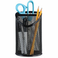Universal Metal Mesh 3-Compartment Pencil Cup, 4.13" Diameter x 6"h, Black, UNV20019