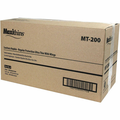 Hospeco Maxithins Maxi Pad Ultra Thin w/Wings, Vended, White, 200 / Carton, HOSMT200