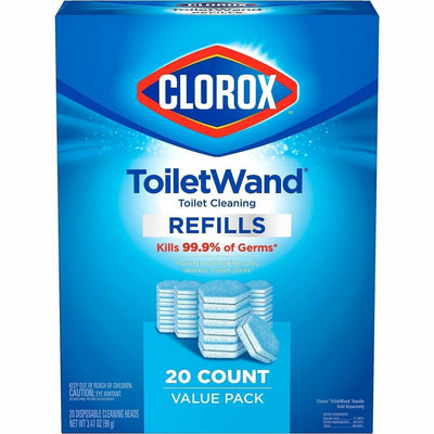 The Clorox Company Clorox ToiletWand Toilet Cleaning and Disinfecting Scrubbing Pads Refills, White, 20 / Box, CLO31049