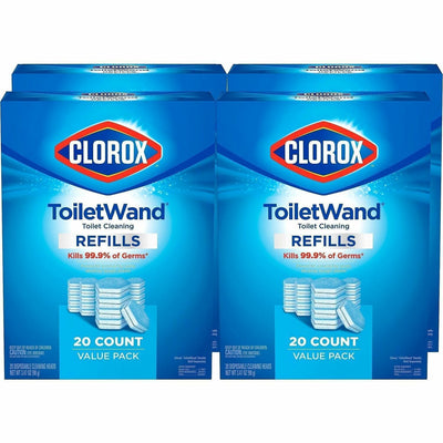 The Clorox Company Clorox ToiletWand Disinfecting Scrubbing Pads Toilet Cleaning Refills, White, 4 / Carton, CLO31049CT